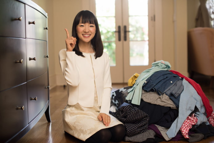 Marie Kondo cleaning clothes