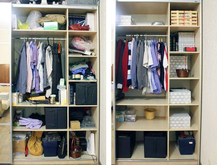 Cleaning the closet before and after