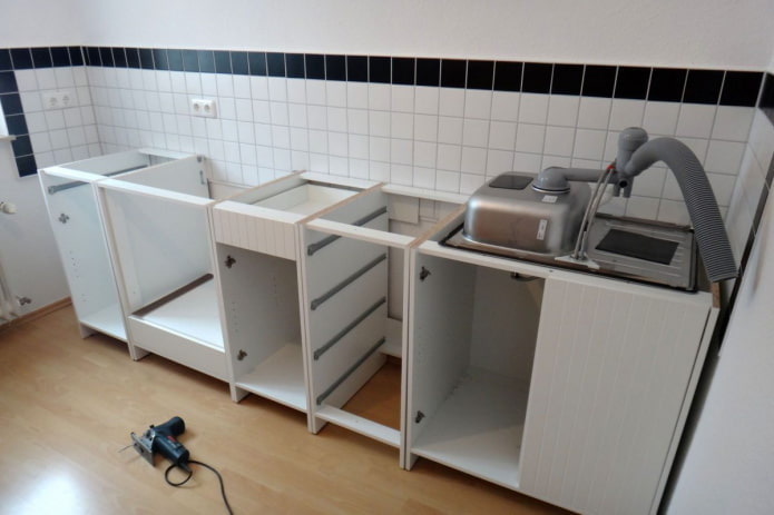 installation of kitchen cabinets