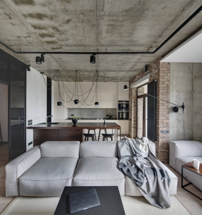 studio sofa in loft style