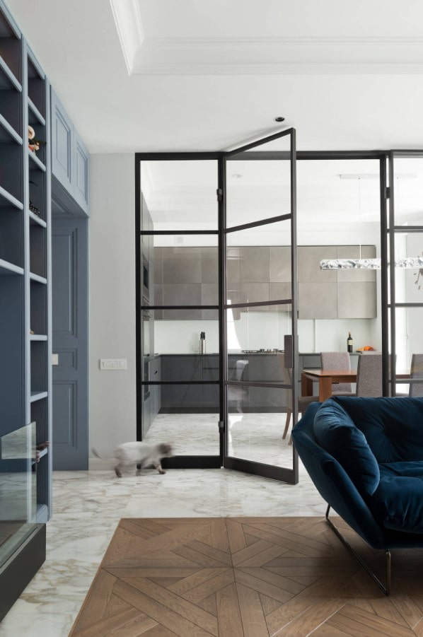 glass partition with door