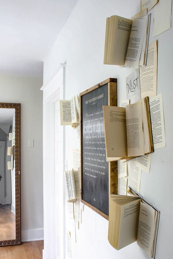 Chalk board surrounded by books