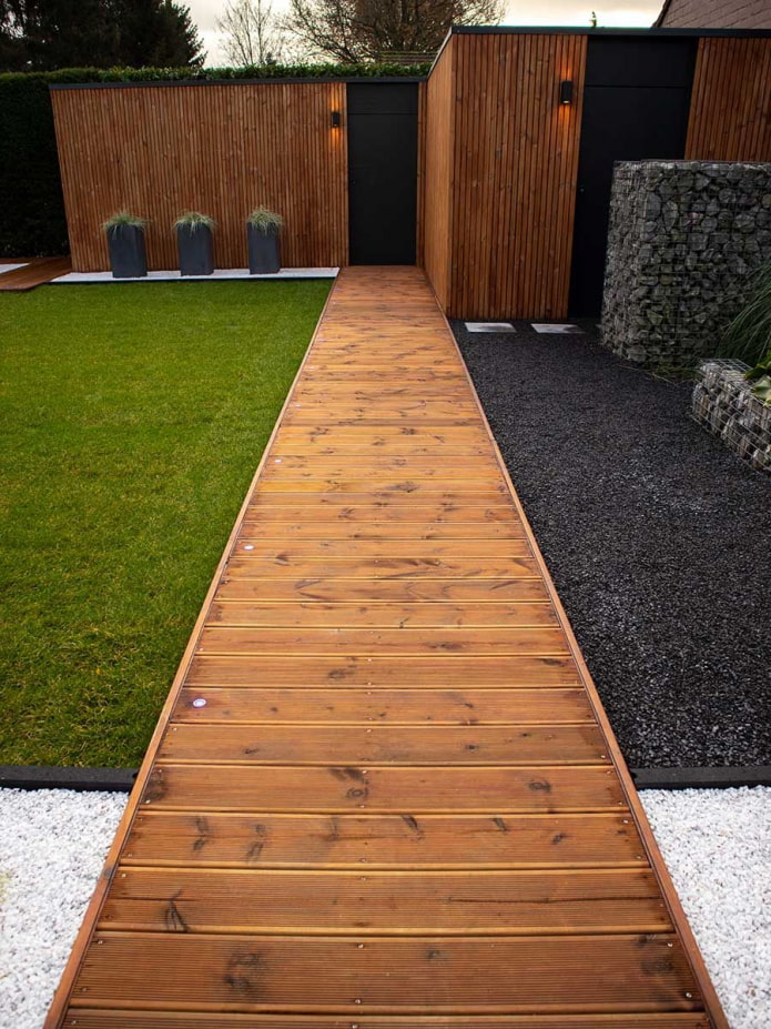 wooden path in the garden