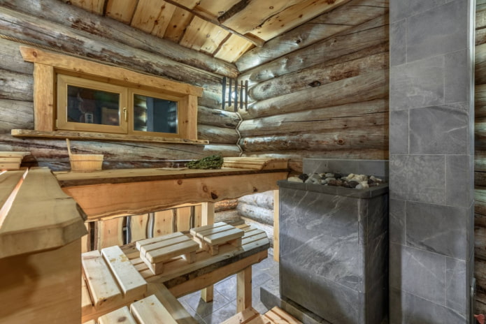 pagtatapos ng isang bathhouse mula sa isang log house