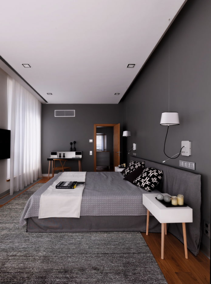 Bedroom in earthy gray