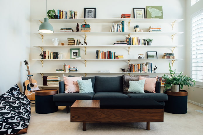 Sofa area with books