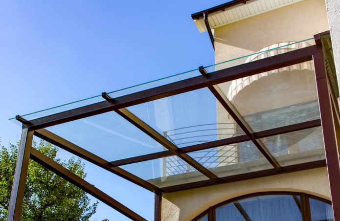 canopy over the porch made of glass
