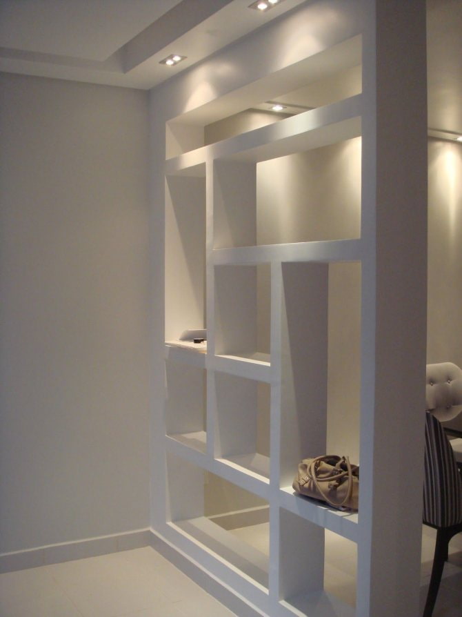 partition with shelves