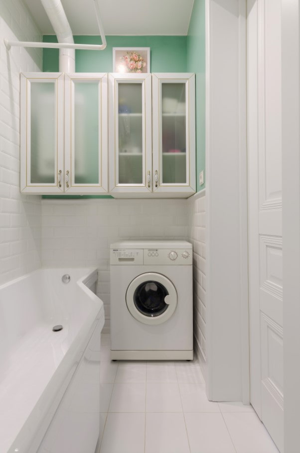where to put the washing machine in a small bathroom