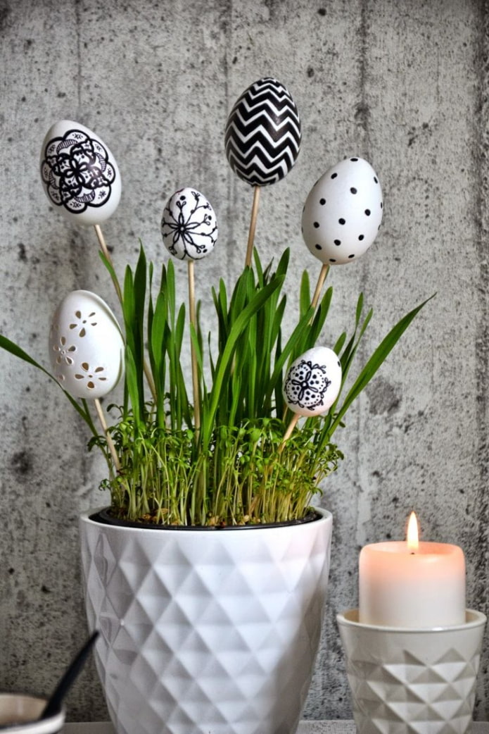 Decorative eggs on a stick