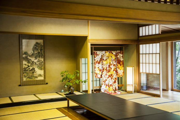 greenish yellow japanese style room