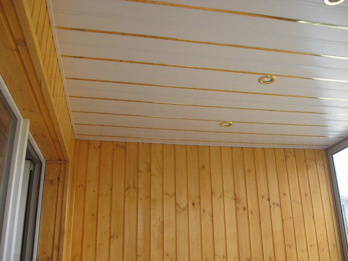 Backlit PVC panels on the balcony ceiling