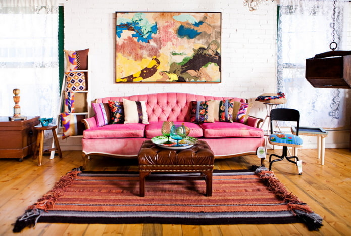 boho style sofa in the living room