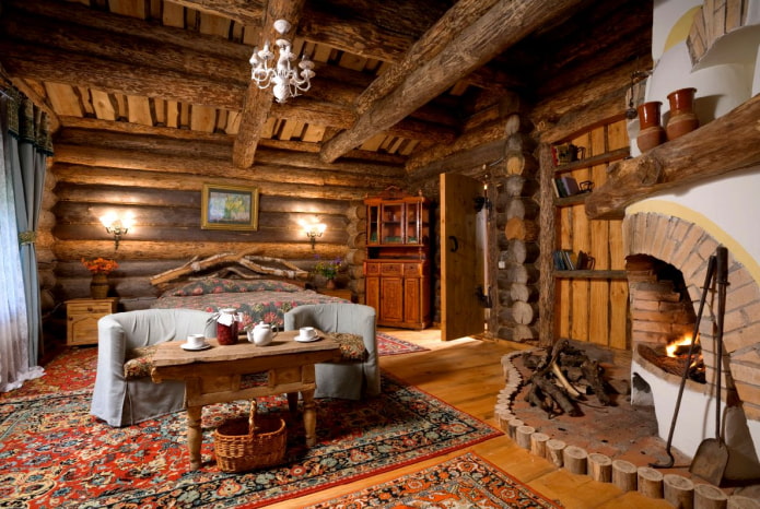 Russian rustic style in the interior