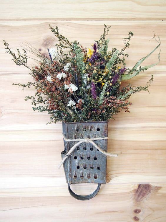 Flowers in a grater