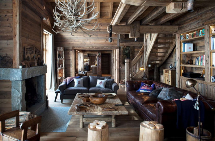wood living room decoration