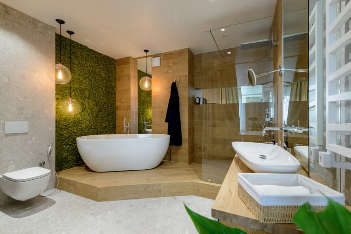 spacious bathroom in eco-style