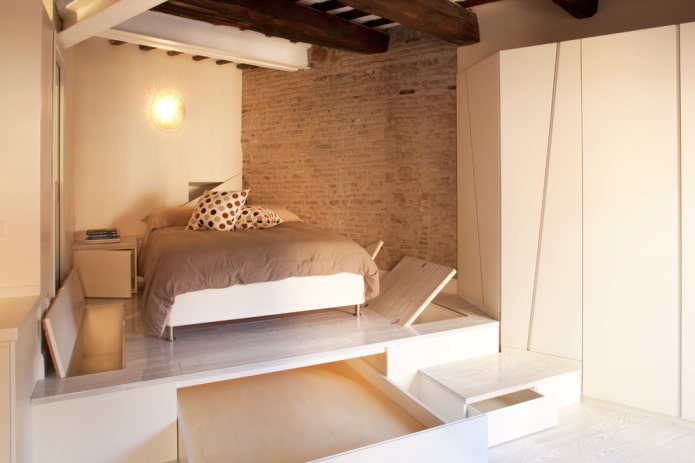 kompakt loft stílusú hálószoba