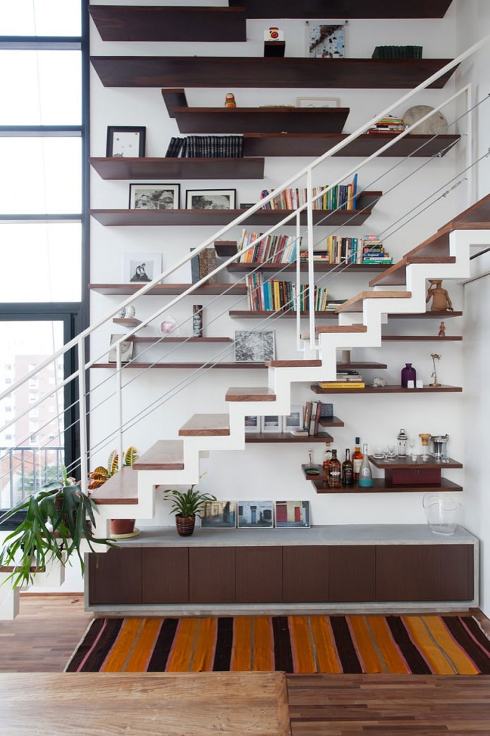 shelves with accessories