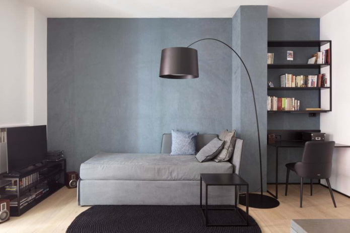 minimalistic floor lamp with curved leg