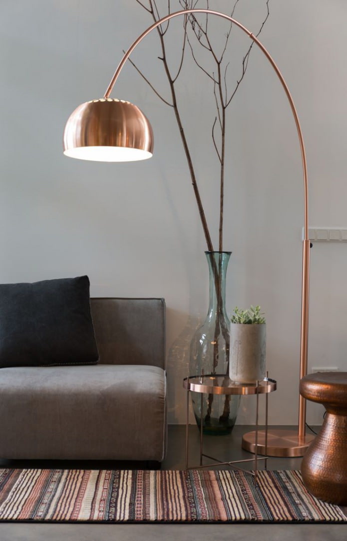 Bronze curved floor lamp