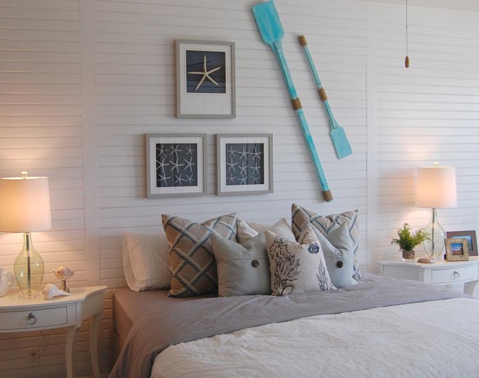 paddles on the wall in the bedroom