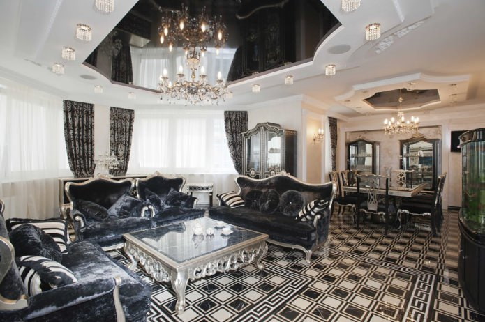 black and white floor in classic style
