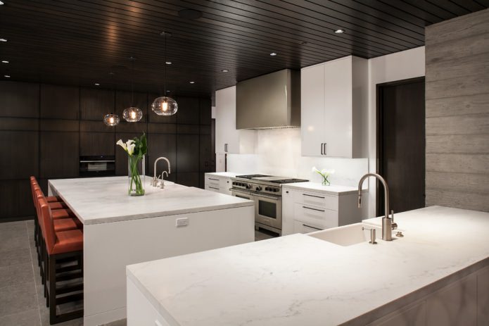 การออกแบบห้องครัวสีดำและสีขาว