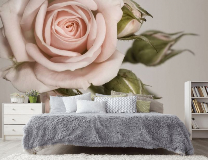 wall mural with flowers in the bedroom