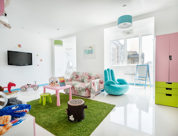 children's room with glossy flooring