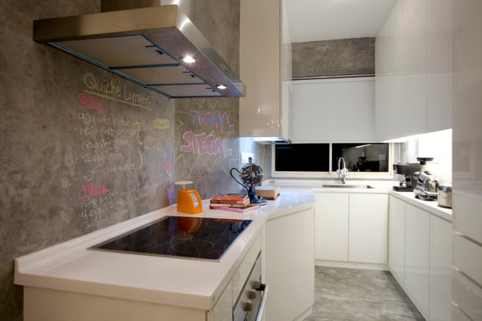 concrete wall in the kitchen