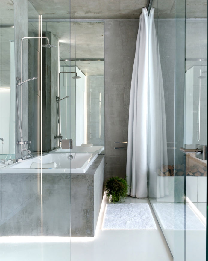 glass and concrete in the bathroom