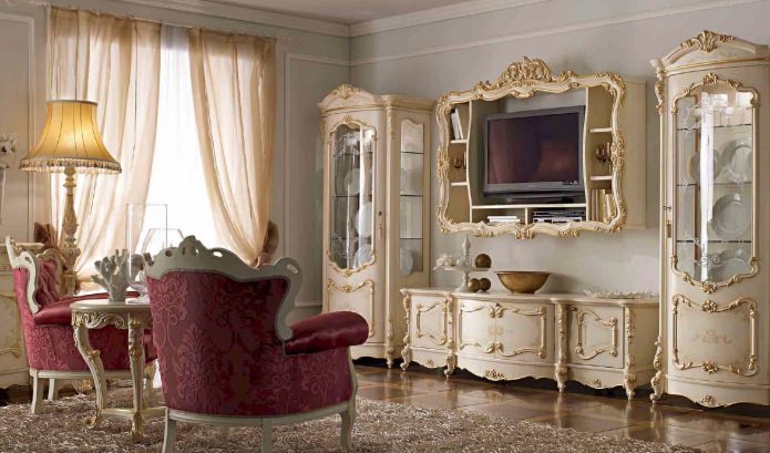 nappali belső barokk stílusban