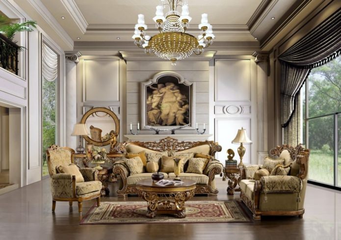 living room interior in baroque style