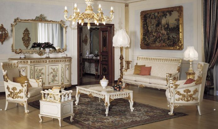 ентеријер дневне собе у барокном стилу