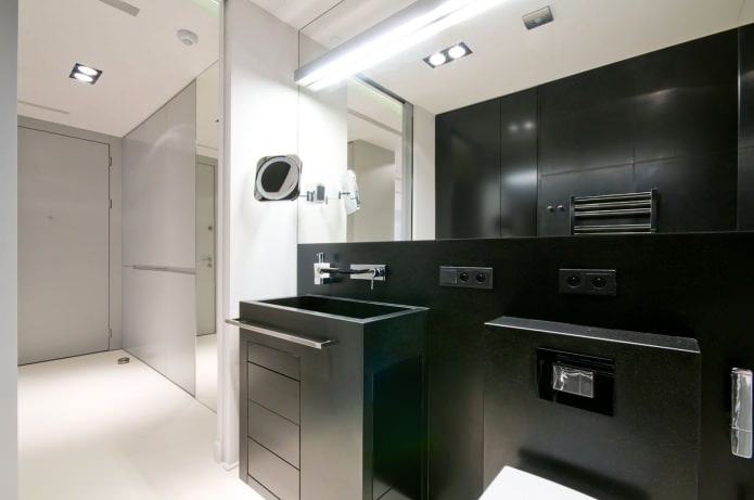 црно-бели дизајн купатила