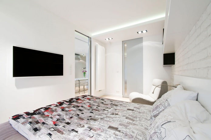 bedroom in the design of the apartment in light colors