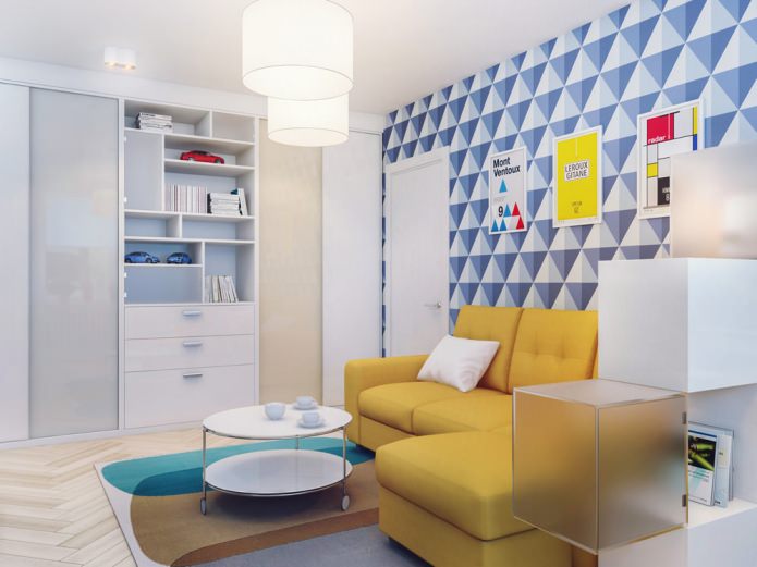 Interior design of a 1-room apartment 37 sq. m.