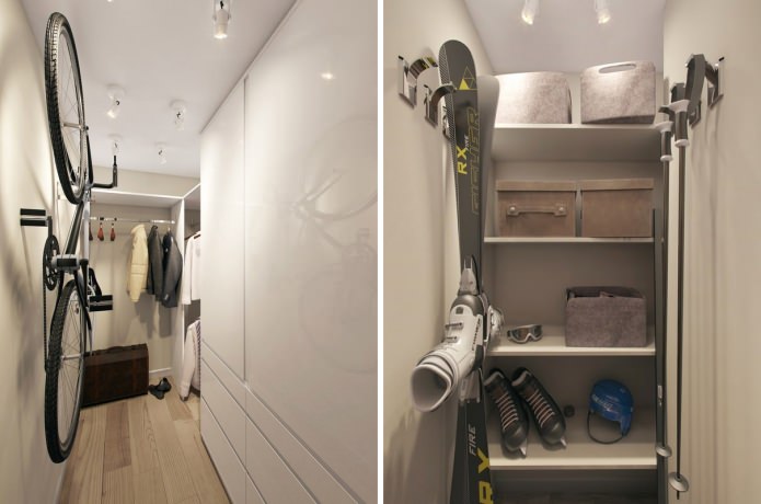 storage space in the interior of a studio apartment of 39 sq. m.