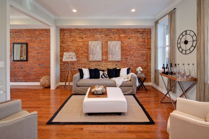 Brick in a modern living room interior