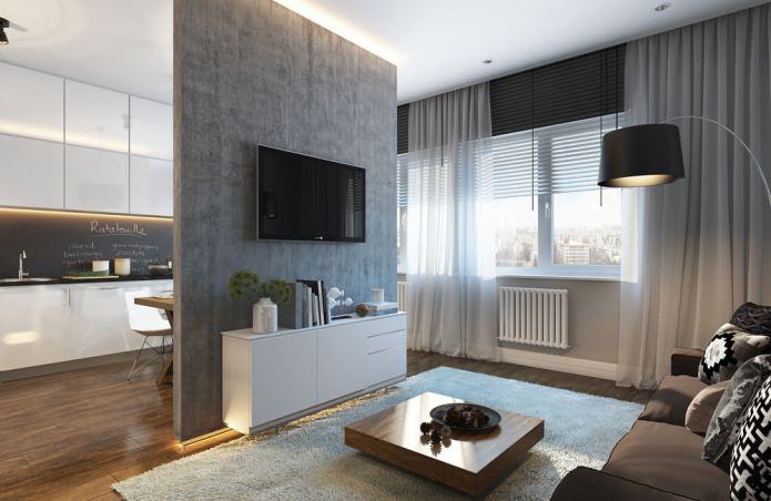 Modern design of a small apartment of 30 sq. m.