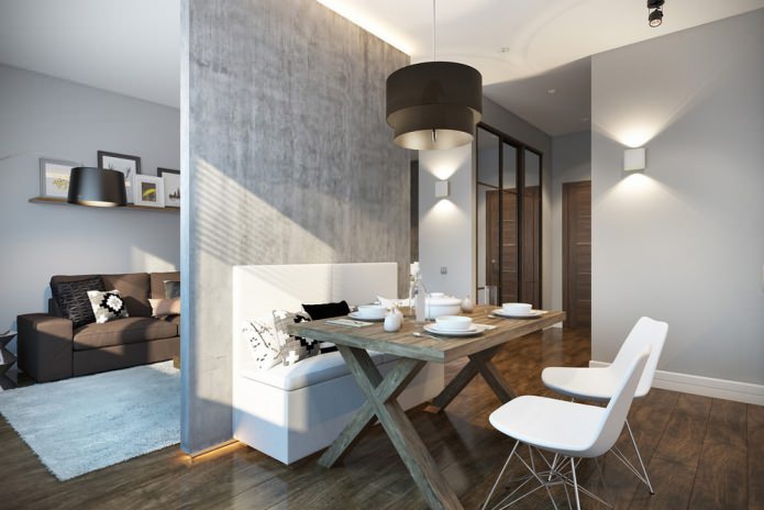 Modern design of a small apartment of 30 sq. m.
