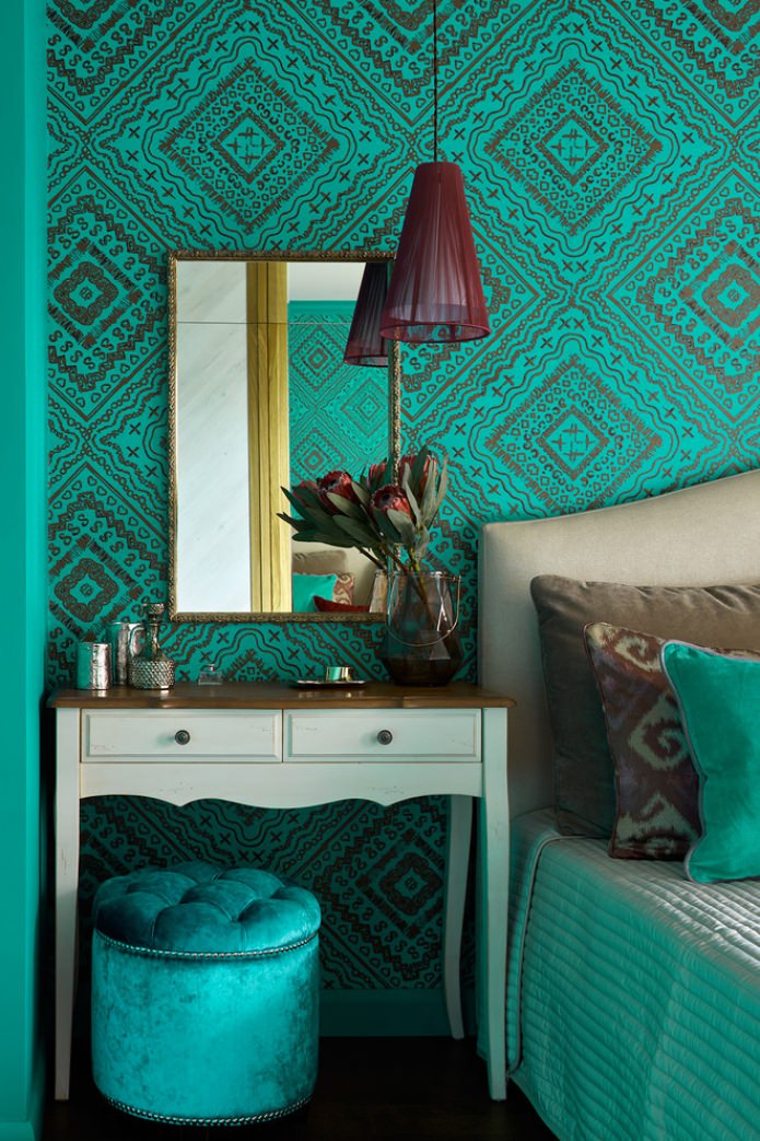 turquoise walls in the bedroom