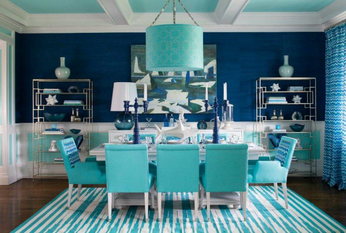 turquoise blue dining room