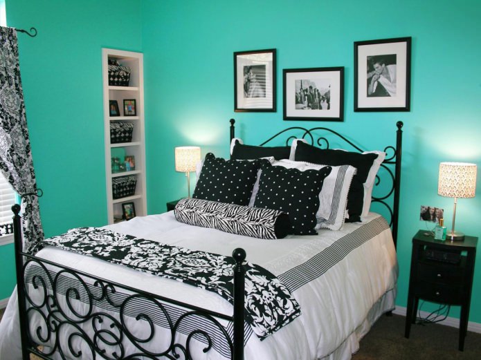 black and turquoise bedroom