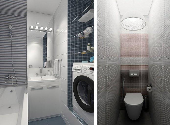 Badezimmer im Design einer kleinen 3-Zimmer-Wohnung