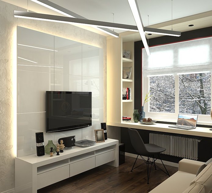 Living room in the design of an apartment of 63 sq. m.