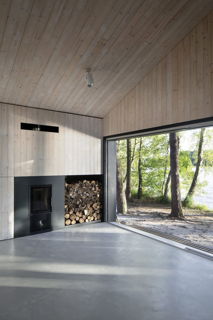 Fireplace in a small modern house