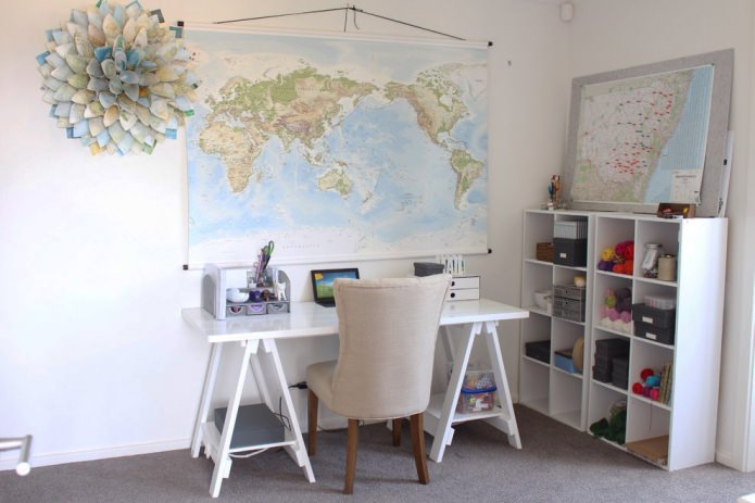 world map in the interior of the office