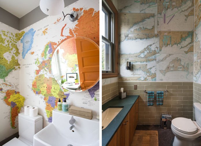 map in the interior of the bathroom
